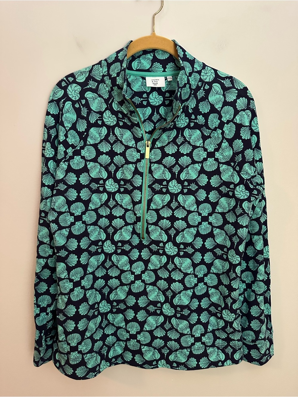 Crown & Ivy Beach Half-Zip Pullover Jacket Petite Medium EUC
